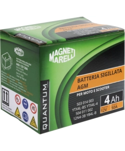 MAGNETI MARELLI BATTERIA MOTO E SCOOTER 4AH 12V 50A TECNOLOGIA AGM SIGILLATA POLO POSITIVO DESTRO